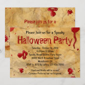 Pergament, Blutes Spritzer Halloween Einladungen (Vorne/Hinten)