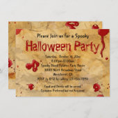 Pergament, Blutes Spritzer Halloween Einladungen (Vorne/Hinten)