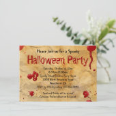 Pergament, Blutes Spritzer Halloween Einladungen (Stehend Vorderseite)