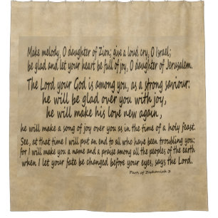 Pergament-Manuskript Zephaniah 3 Schrifts-Bibel Duschvorhang