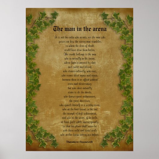 Pergament mit Efeu "Der Mann in der Arena" Poster (Vorne)