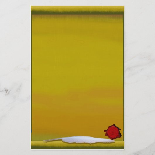 Pergament mit Spule u. rotem Wachs-Drache-Siegel Briefpapier (Vorderseite)