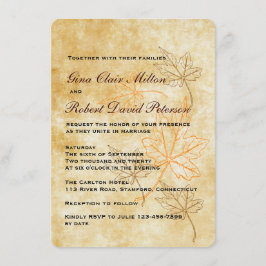 Pergament Orange Brown Blätter Vintage Hochzeit im Einladung