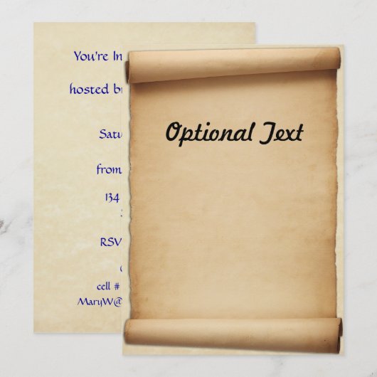 Pergament-Proklamations-Rolle Einladung (Vorne/Hinten)