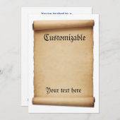 Pergament-Proklamations-Rolle Einladung (Vorne/Hinten)