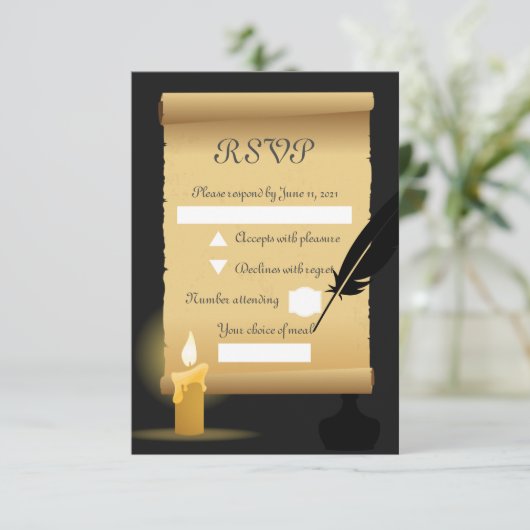 Pergament RSVP Karte (Stehend Vorderseite)