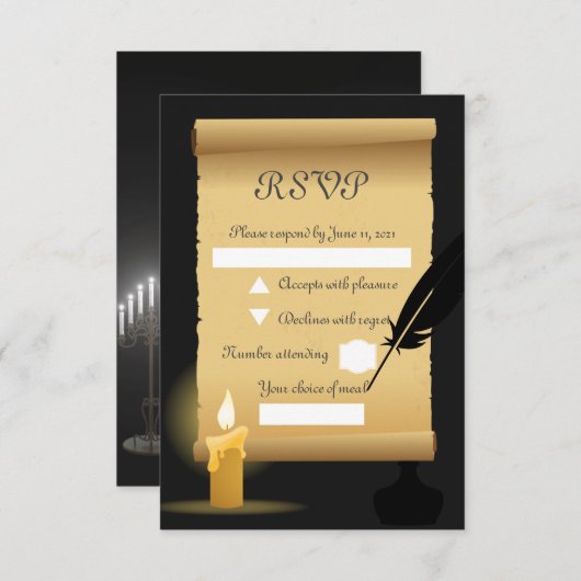 Pergament RSVP Karte (Vorne/Hinten)