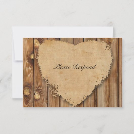 Pergament Wood Tattered Heart uAwg mit Umschlägen RSVP Karte (Rückseite)