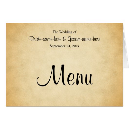 Pergamentmuster-Design Hochzeitsmenü (Vorderseite (Horizontal))