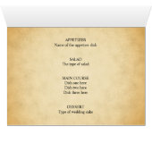 Pergamentmuster-Design Hochzeitsmenü (Innenansicht Horizontal (Unten))