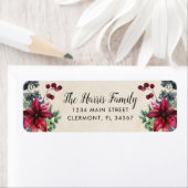 Pergamentpapier Red Poinsettia Holly Berries Label (Insitu)