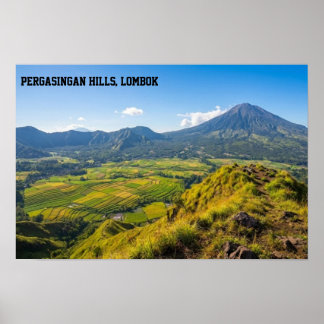 Pergasingan Hill Sunrise Rinjani View Wall Art Poster