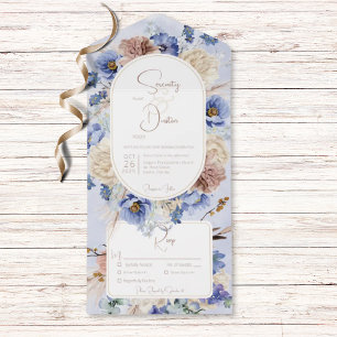 Peri Blue Boho Blume & Grasses Dinner All In One Einladung