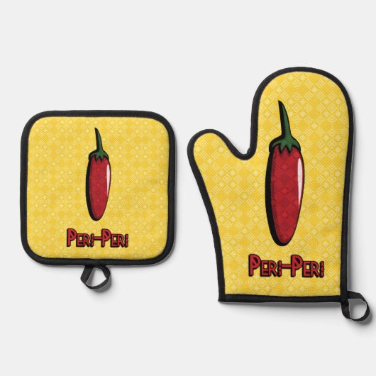 Peri-Peri-Chili Pepper Ofenhandschuh & Topflappen-Set (Vorderseite)