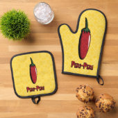 Peri-Peri-Chili Pepper Ofenhandschuh & Topflappen-Set (Oben Unten)