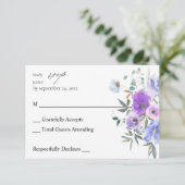 Peri und Lila Blumen am UAWG RSVP Karte (Stehend Vorderseite)