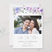 Peri und Lila florales Save the Date Foto (Vorderseite)