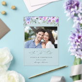 Peri und Lila florales Save the Date Foto Acryleinladungen (In Situ (Hochzeit))