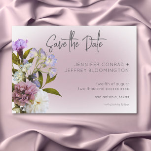 Peri White Mauve Floral Moderne Hochzeit Save The Date