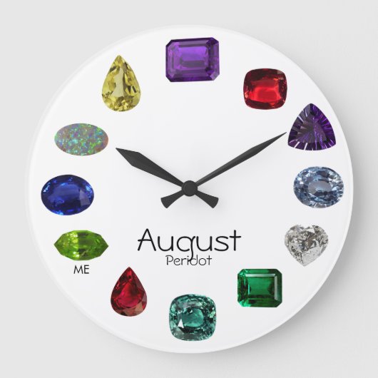 Peridot, August Birthstone Große Wanduhr (Vorderseite)