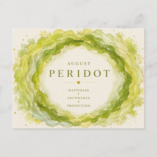 Peridot August-Geburtsstein Postkarte (Vorderseite)