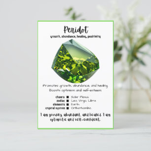 Peridot Crystal Meaning Card Einladung
