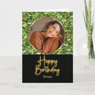 Peridot Geburtsstein Gold Schrift Foto Geburtstag Karte