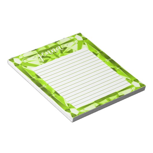 Peridot Gemstone Lined Personalisiert Notizblock (angewinkelt)