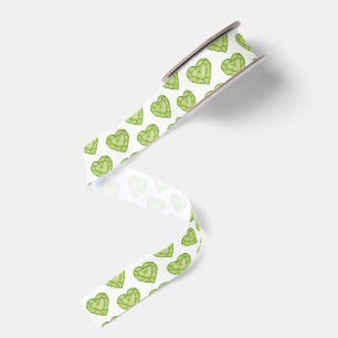 Peridot grüne Wasserfarbe Herz Kunst gemustert Ripsband