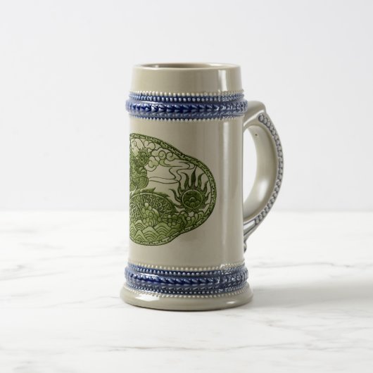 Peridot-grüner Drache-Medaillon Bierglas (VorderseiteRechts)