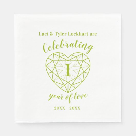 Peridot Jahrestag 1 Jahr der Liebe grüne Serviette (Vorderseite)