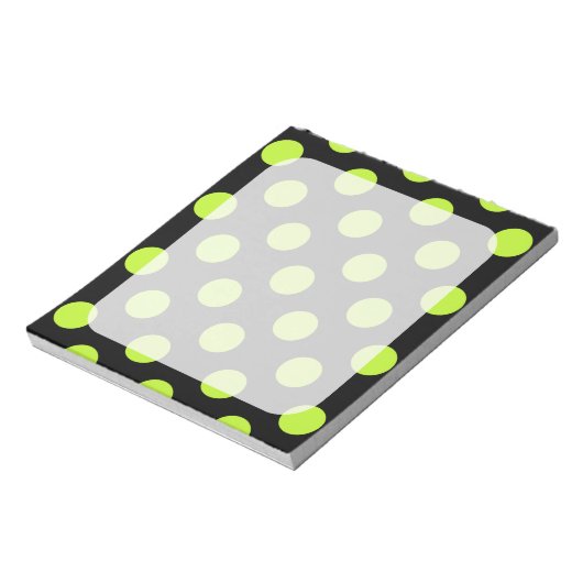 Peridot Punkte und schwarze Grenze Notizblock (Rotiert)