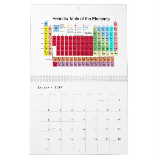 Periodensystem der Elemente Kalender (Jan 2027)