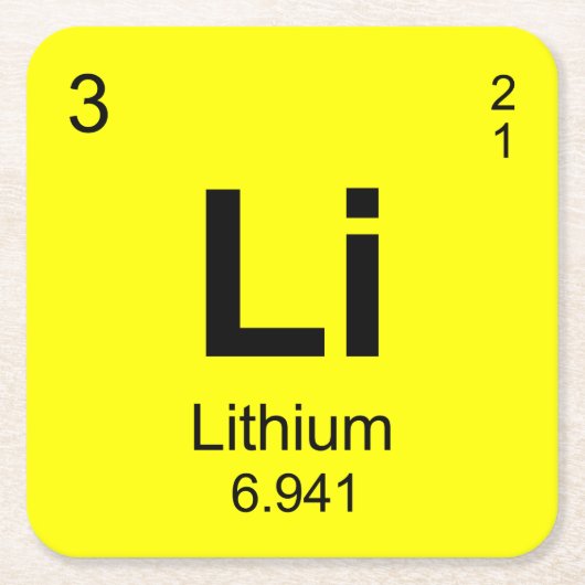 Periodensystem der Elemente (Lithium) Rechteckiger Pappuntersetzer (Vorderseite)