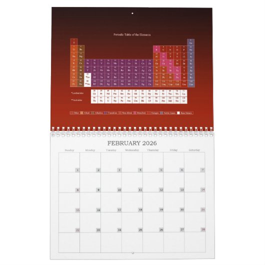 Periodensystem des Element-Kalenders durch Janz Kalender (Feb 2026)