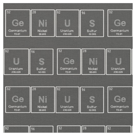 Periodensystem-Geniegewebe Stoff (Nahaufnahme)