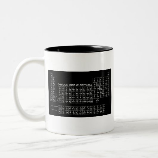 Periodensystem von Elemente SCHWARZEM Zweifarbige Tasse (Links)
