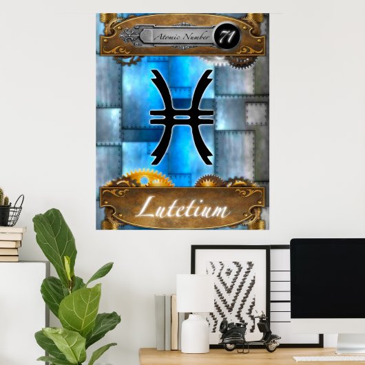 Periodic Element Lutetium Atomic Number #71 Poster (Heimbüro)