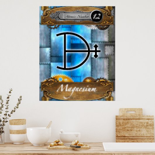 Periodic Element Magnesium Atomic #12 Poster (Küche)