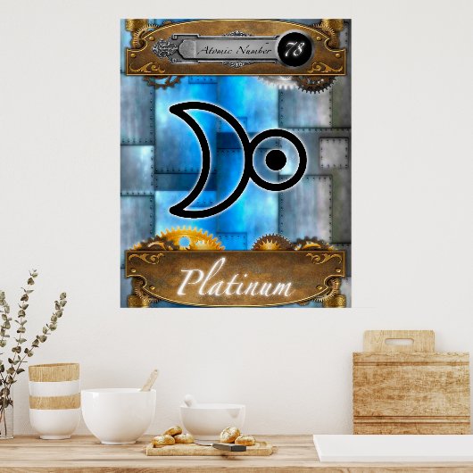 Periodic Element Platinum Atomic Number #78 Poster (Küche)