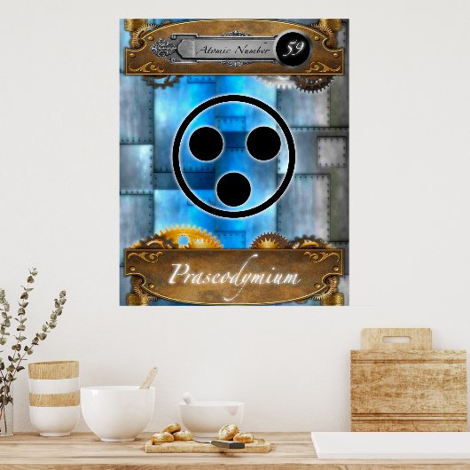 Periodic Element Praseodym Atomic #59 Poster (Küche)