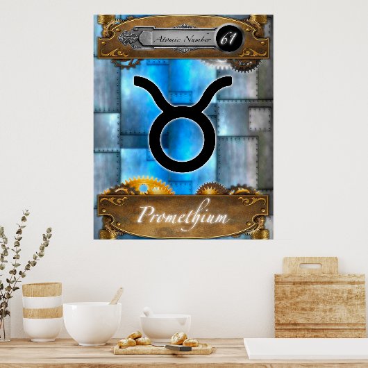 Periodic Element Promethium Atomic #61 Poster (Küche)