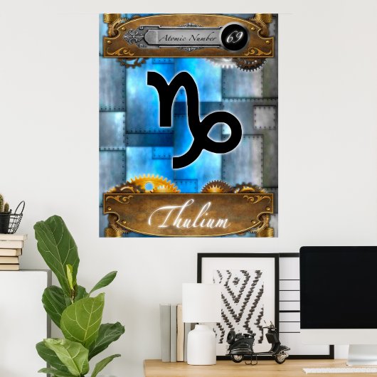 Periodic Element Thulium Atomic Number #69 Poster (Heimbüro)