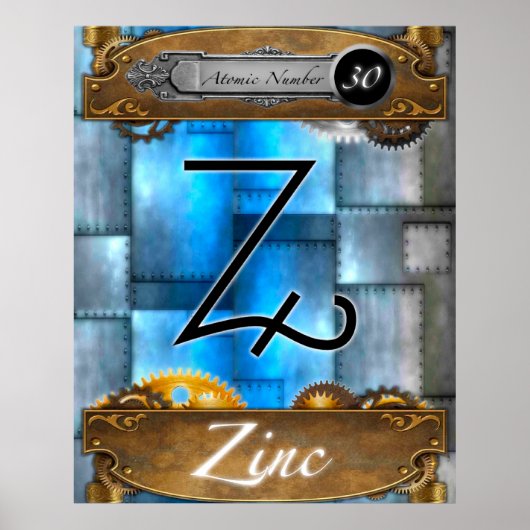 Periodic Element Zinc Atomic Number #30 Poster (Vorne)