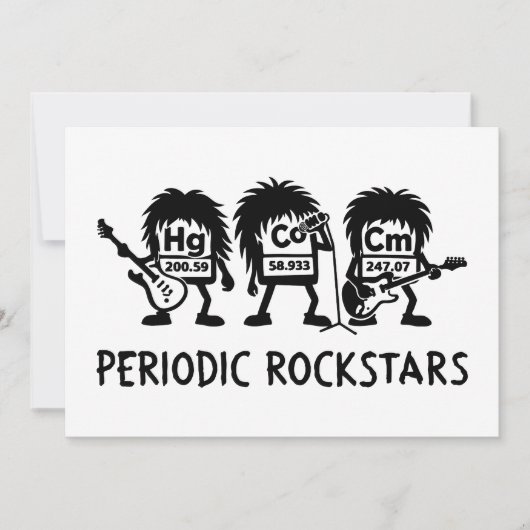 Periodic Rockstars Chemistry Humor Einladung (Vorderseite)