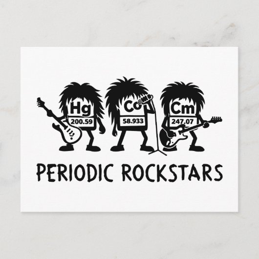 Periodic Rockstars Chemistry Humor Postkarte (Vorderseite)