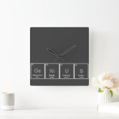 Periodic table GeNiUS square wall clock Quadratische Wanduhr (Zuhause)