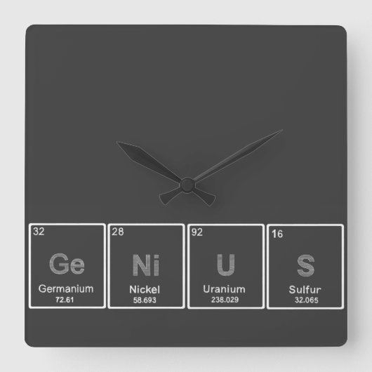 Periodic table GeNiUS square wall clock Quadratische Wanduhr (Vorderseite)