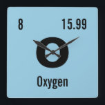 Periodic Table of the Elements Template Quadratische Wanduhr<br><div class="desc">Customize this nerdy chemistry periodic table of the elements wall clock template. Enter in your favorite element or create your own! Change the chemical element name, symbol, atomic number and atomic mass. Click customize to change the background color or make further edits. Makes an awesome gift idea for the chemist,...</div>