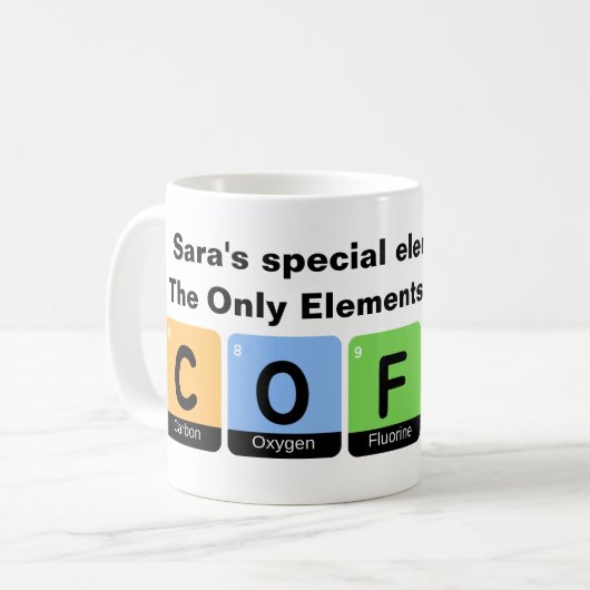 Periodic Table Scientists Coffee lover Kaffeetasse (Vorderseite Links)